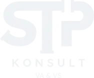Vit logga med transparent bakgrund för STP Konsult